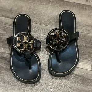 Tory burch metal black miller sandals size 7